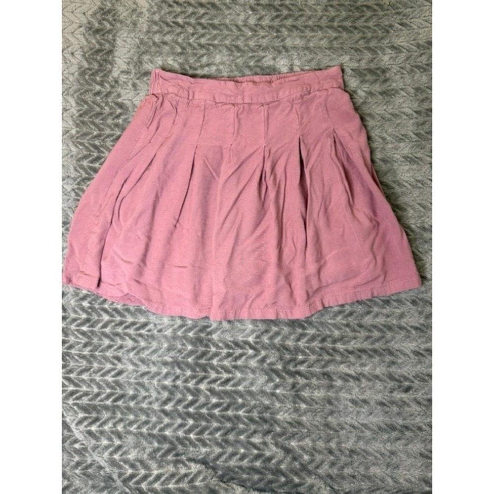 Sim & Sam Mauve Pink Pleated Mini Skirt Womens Medium Elastic Waist Boho 0140
